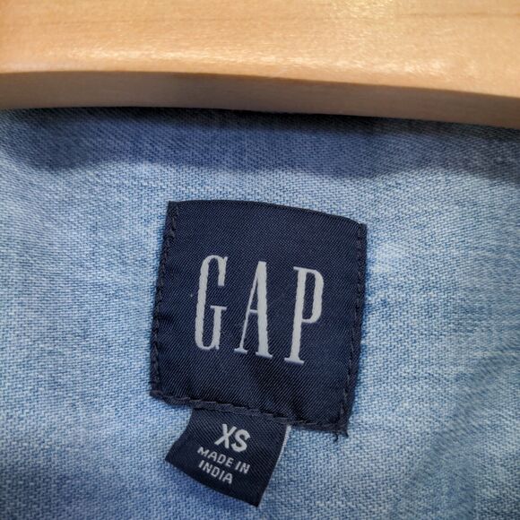 Gap Women's Button-Up Denim Shirt Dress Blue XS Short Sleeve Solid - Picture 9 of 13
